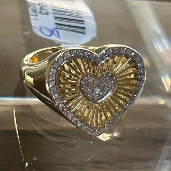 Rarities Carol Brodie Gold Plated 1/4ctw Diamond Heart RING 8 nwt - Picture 6 of 11